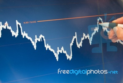 Stockmarket Index On Laptop Screen Stock Photo