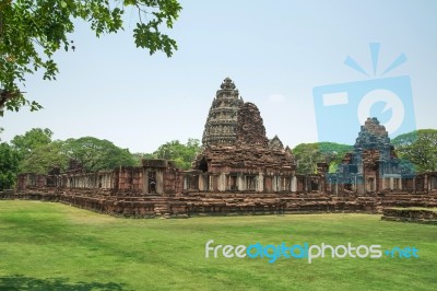 Stone Castle,  Stone Palace, Prasat Hin Phimai Castle At Nakhon Stock Photo