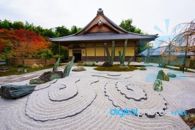 Stone Garden And Shrine At Enkoji Temple In Kyoto Stock Photo