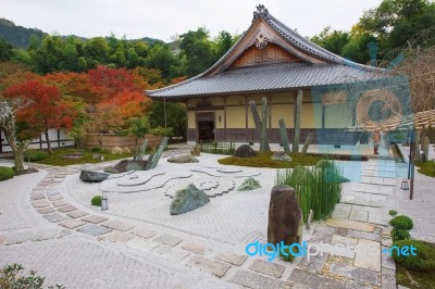 Stone Garden  At Enkoji Temple In Kyoto Stock Photo