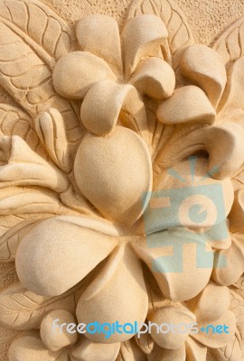 Stone Plumeria Craft Art Design For Spa Stock Photo