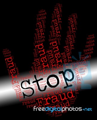 Stop Fraud Represents Warning Sign And Con Stock Image