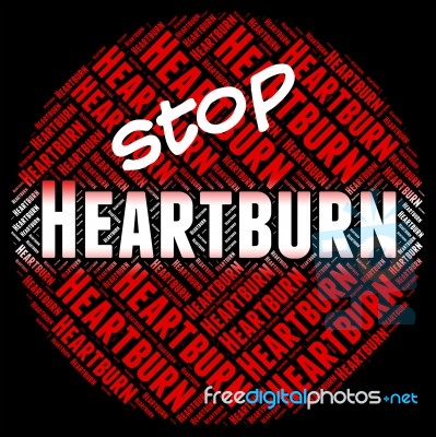 Stop Heartburn Shows Acid Indigestion And Control Stock Image
