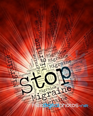Stop Migraine Represents Warning Sign And Control Stock Image