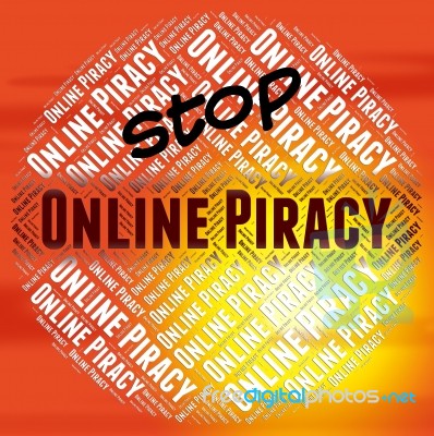 Stop Online Piracy Indicates Web Site And Caution Stock Image