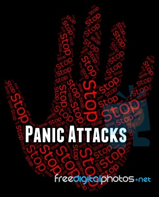 Stop Panic Shows Warning Sign And Attack Stock Image