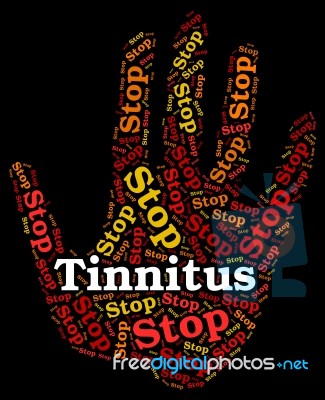Stop Tinnitus Indicates Warning Sign And Control Stock Image