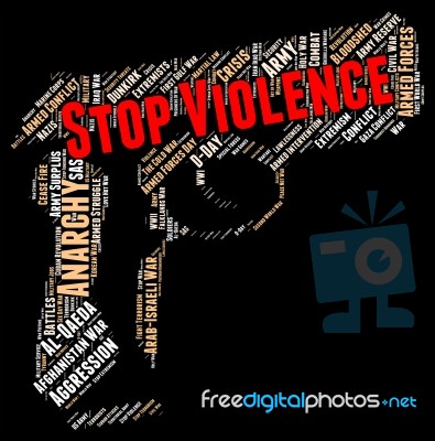 Stop Violence Indicates Warning Sign And Caution Stock Image
