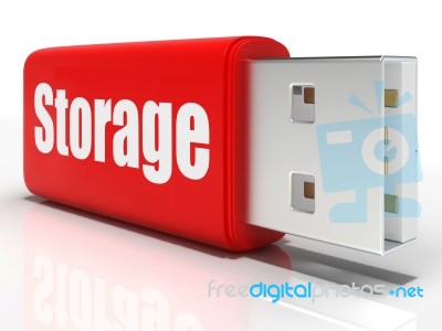 Storage Pen Drive Means Storage Unit Or Data Backup Stock Image