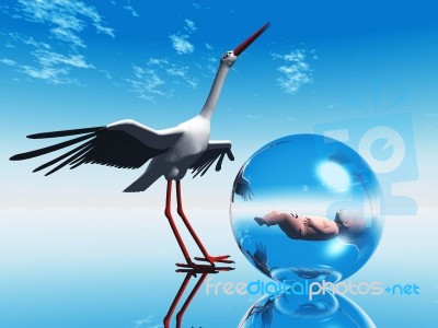 Stork And Baby Stock Image