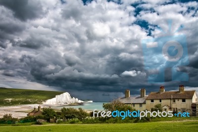 Storm Brewing Over The Seven Sisters Stock Photo