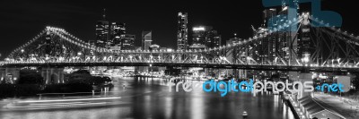 Story Bridge In Brisbane. Black And White Stock Photo