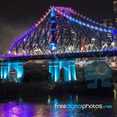 Story Bridge On New Years Eve 2016 In Brisbane Stock Photo