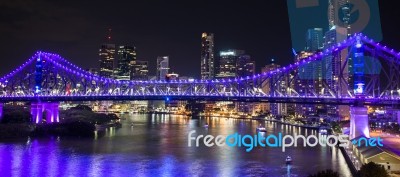 Story Bridge On New Years Eve 2016 In Brisbane Stock Photo