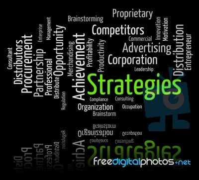 Strategies Word Shows Strategy Vision And Plan Stock Image