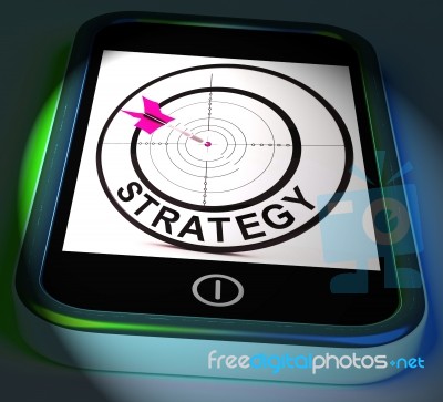 Strategy Smartphone Displays Methods Tactics And Game Plan Stock Image