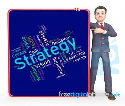 Strategy Words Shows Planning Strategic And Tactics Stock Image