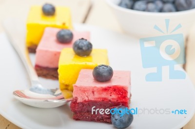 Strawberry And Mango Mousse Dessert Cake Stock Photo