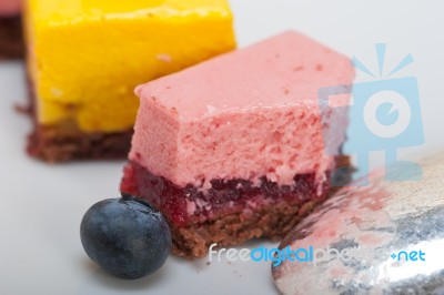 Strawberry And Mango Mousse Dessert Cake Stock Photo