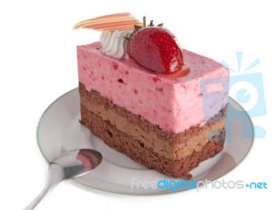 Strawberry Mousse Cake Stock Photo