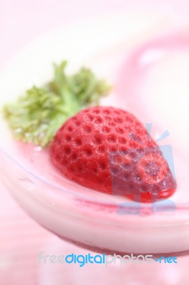 Strawberry Pudding Stock Photo