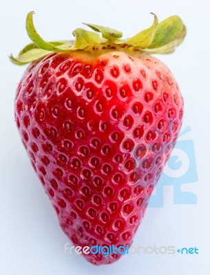 Strawberry White Background Shows Organic Products And Fruit Stock Photo