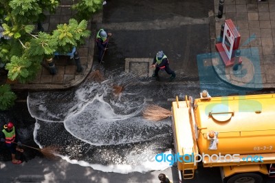 Street Cleaning Stock Photo