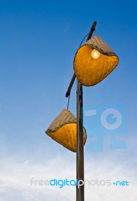 Street Lamp Made Form Earthenware Steamer In Blue Sky Stock Photo