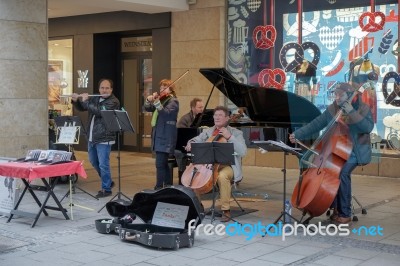 Street Musicians In Munich Stock Photo