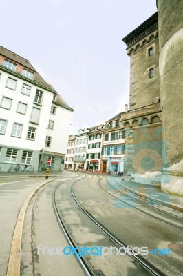 Street Of European Town Stock Photo