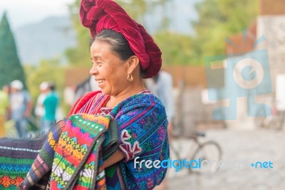 Street Vendor In Panajachel, Guatemala Stock Photo