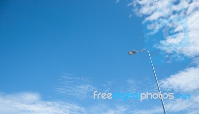 Streetlight With Blue Sky Stock Photo