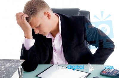 stressed Businessman in office Stock Photo