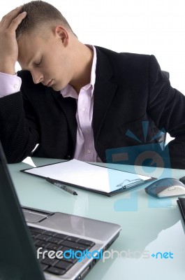stressed Businessman in office Stock Photo
