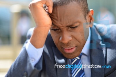 Stressful Businessman At Outdoors Stock Photo