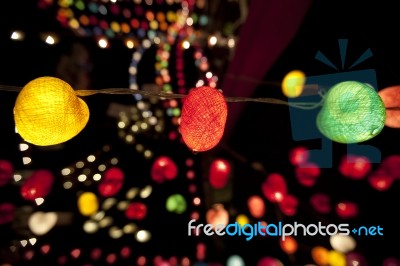 String Of Woven Light Balls Stock Photo