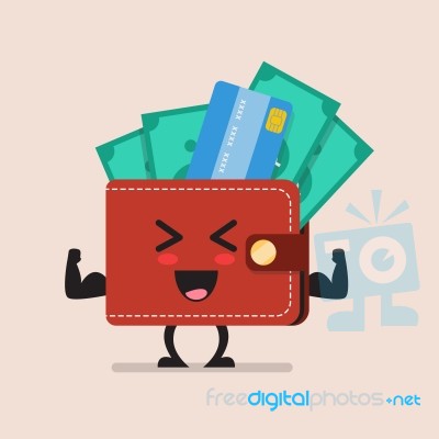 Strong Wallet Character Stock Image