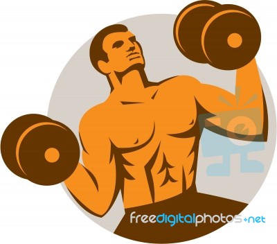 Strongman Crossfit Lifting Dumbbells Circle Retro Stock Image Strongman Crossfit Lifting Dumbbells Circle Retro Stock Image