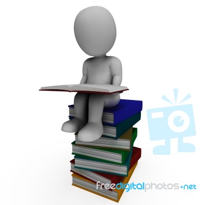Student And Books Shows Learning Stock Image