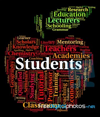 Students Word Indicates Postgraduate Coed And Learn Stock Image
