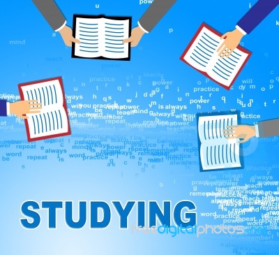 Studying Books Indicates Learning And Reading Literature Stock Image