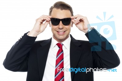 Stylish Handsome Businessman Wearing Shades Stock Photo