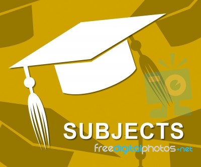 Subjects Mortarboard Means Schooling Educate And Topics Stock Image