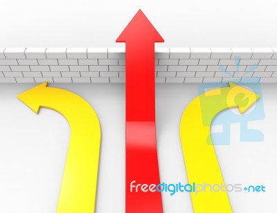 Success Arrow Represents Overcome Problems And Blocked Stock Image