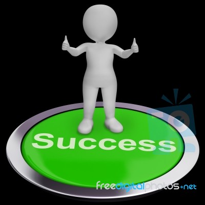 Success Button Shows Achievements Strategy And Determination Stock Image