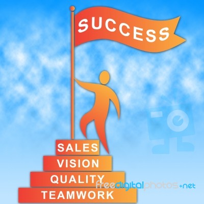 Success Flag Indicates Successful Progress And Winning Stock Image