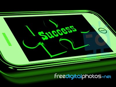 Success On Smartphone Shows Progression Stock Image