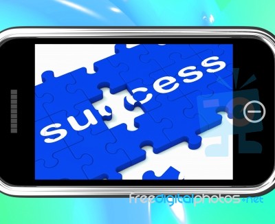 Success On Smartphone Shows Successful Solutions Stock Image
