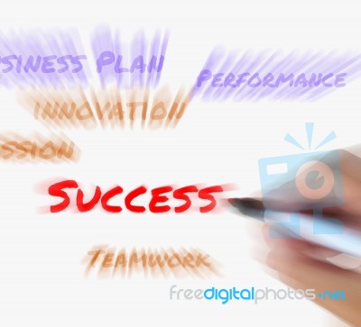 Success On Whiteboard Displays Successful Solutions And Accompli… Stock Image