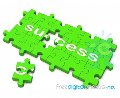 Success Puzzle Shows Attainment Of Wealth Stock Image